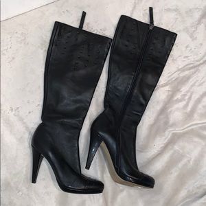 SOLD - Calvin Klein black leather tall boots